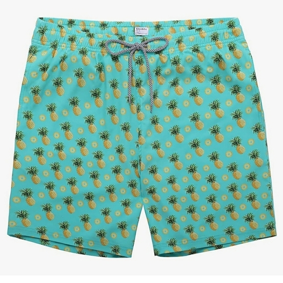 Biwisy Pineapple Print Swim Trunks Quick Dry Swim Shorts With Mesh Lining SZ 2XL - Picture 1 of 11